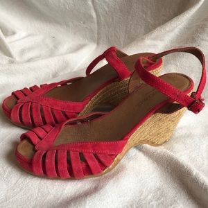 Eric Michael Pink Suede wedge sandals